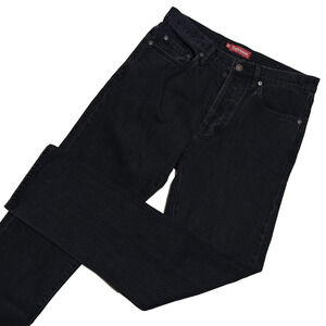 Supreme Mens Jeans Size 32 X 31 Black Denim Straight Leg Button Fly Streetwear